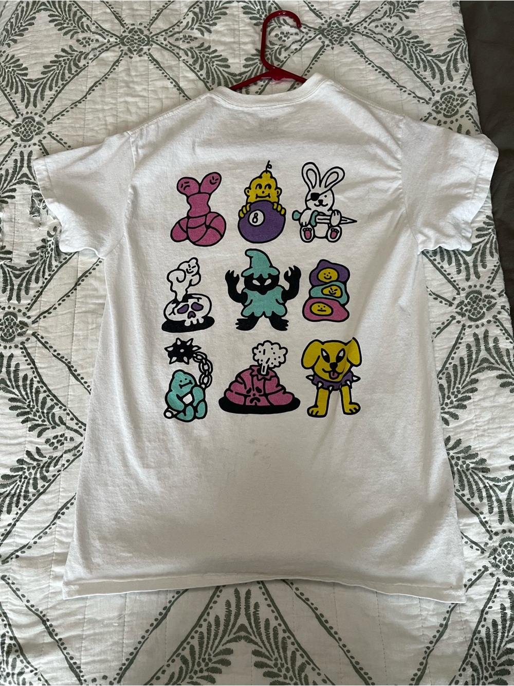 Zumiez White Tee with Colorful Bunny Pocket Graphic